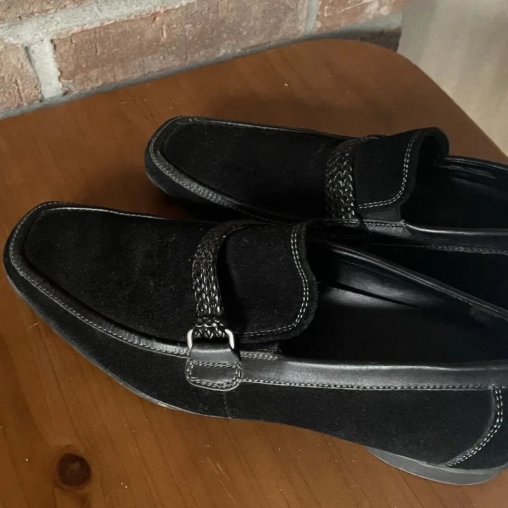 Kenneth Cole Big Band Suede Loafers Men's 7.5M Black Slip On Dress Shoes